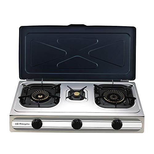 Orbegozo HORNILLO FO-3500 Gas BUTANO O Gas PROPANO Encendido PIEZOELÉCTRICO 3 QUEMADORES-2...