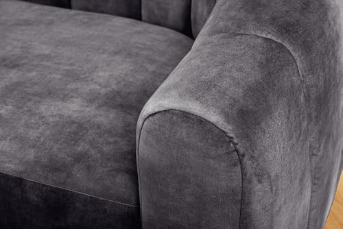 Riess Ambiente 3-Sitzer Sofa Babylon - 205cm - anthrazit - Samt Ziersteppung Schaumstoff-Polsterung Couch rund Design modern – Bild 5