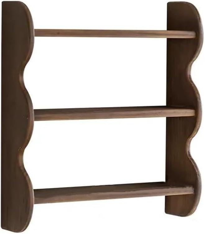 Wood Floating Shelves, 3-Tier Wall Shelves, Modern and Minimalist Storage Shelves, Floating Shelf for Living Rooms, Entrance Hall and Bedroom(Brown)