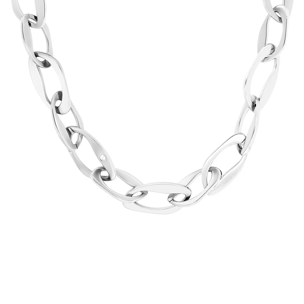 Calvin Klein Collar de cadena de acero inoxidable adornado con cristales para mujer de la colección HARMONIOUS CONNECTION 35000683, talla única, Acero inoxidable, No es una piedra preciosa