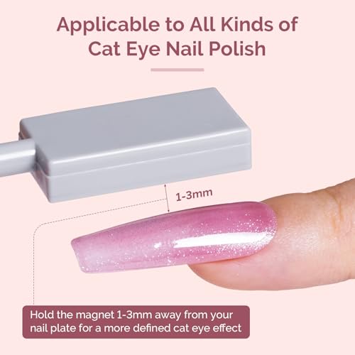 Image of MelodySusie Nail Magnet Set 12PCS, Cat Eye Gel Nail Polish Magnets, Square Round Double Ended Magnet Stick, Cat Eye Magnet for Nails, Strong Magnetic Nail Polish Magnets Nail Design Tools