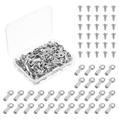 Image of uxcell 100Pcs Picture Frame Turn Button, Frame Backing Fasteners with 100Pcs Screws, Frame Hardware for Hanging Pictures Photos Posters, Silver