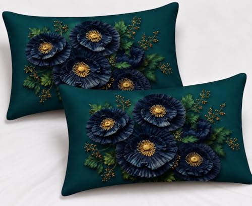 Image of 7D Digital Printed King Size Bedsheet | 240TC Premium Cotton Feel Microfiber with 2 Pillow Covers | Soft Breathable & Wrinkle Free Bedding Set | (TealFlorall, King Size-225x250CM)