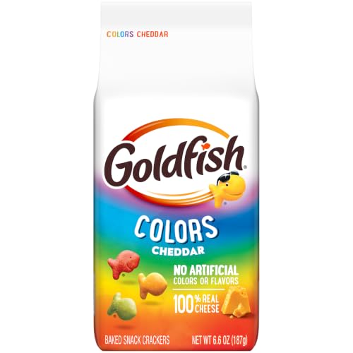 Image of Goldfish Colors Cheddar Cheese Crackers, Baked Snack Crackers, 6.6 oz Bag (Pack of 6)