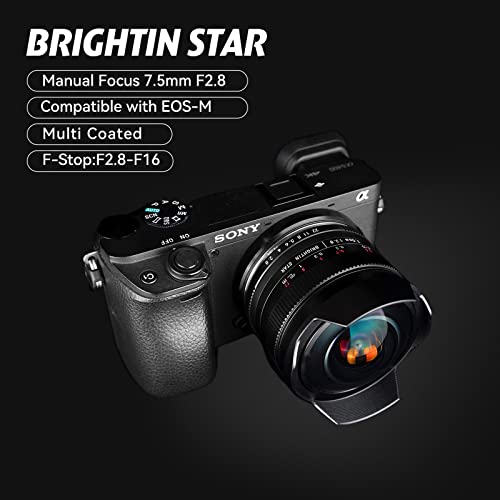 Brightin Star 7.5Mm F2.8 Ultra Wide-Angle Fisheye Manual Focus Aps-C Mirrorless Camera Lens, Fit For Canon Eos-M Mount M, M2, M3, M5, M6, M10, M100, M50, M200 #TOP2