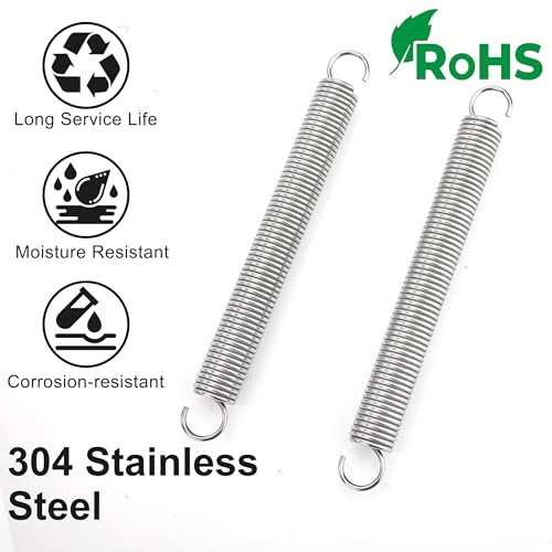 GUNGY Zugfedern mit Haken Edelstahl Zugfeder Spannfeder 150mm Außendurchmesser 16mm Drahtdurchmesser 1,9 mm Maximale Zugkraft 7,20kg 1,9x16x150mm 2 Stück