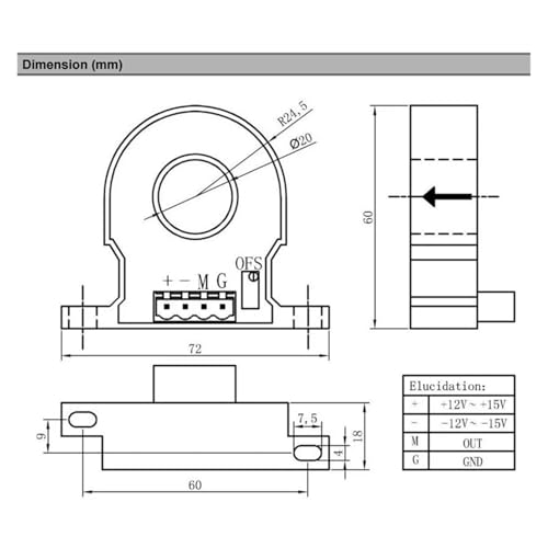 Transformador de corriente CT sensor de fugas de CA QNLC2 entrada 600mA 3
