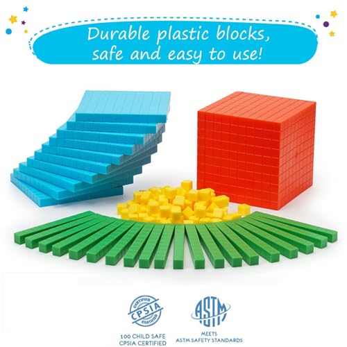 image for Simply magic 131 PCS Base Ten Blocks for Math - Place Value Blocks, Ba