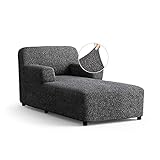 Chaise Lounge Cover - Lounge Chair Sofa Slipcover- Soft Polyester Fabric Slipcovers - 1-Piece Form Fit Stretch Furniture Slipcover - Microfibra Collection - Grey (Chaise Lounge)