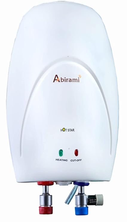 Abirami 1L 3kW Hot Star Electric instant water heater |1 liter of storage capacity, SHOCKPROOF, Italian design, faster heating, thermostat and cut-out & safety valve (1 Ltr) White Color
