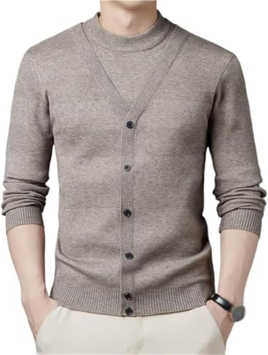 Men’s Pullover O-Neck Knitted Sweater Fake Cardigan Style Warm Casual