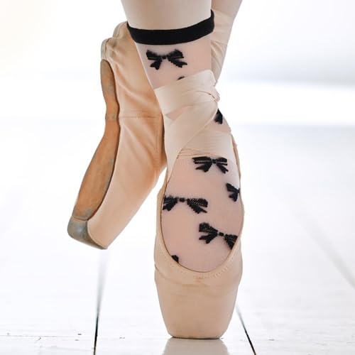 Image of Lusofie 5 Pairs Sheer Black See-Through Socks - Checkered Dot Striped Plaid Ankle Summer Socks for Women - Thin Fashion