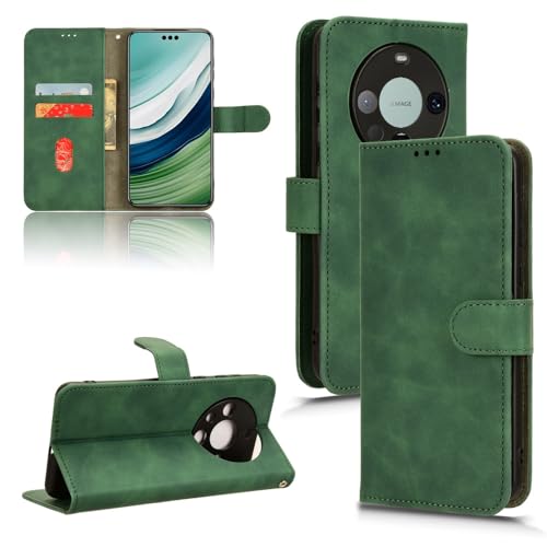 Compatible with Huawei Mate 60 Pro 5G Flip Wallet Cover,Compatible with Huawei Mate 60 Pro Plus 5G Kickstand Magnetic Closure Green