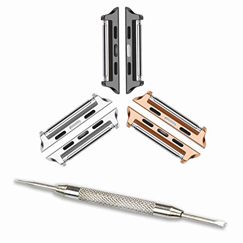 [Spring Bar] Connectors Compatible with Apple Watch Band Adapter, Black (3 Pack) Black (3 Pack) 38/40/41mm for 20mm Width Band