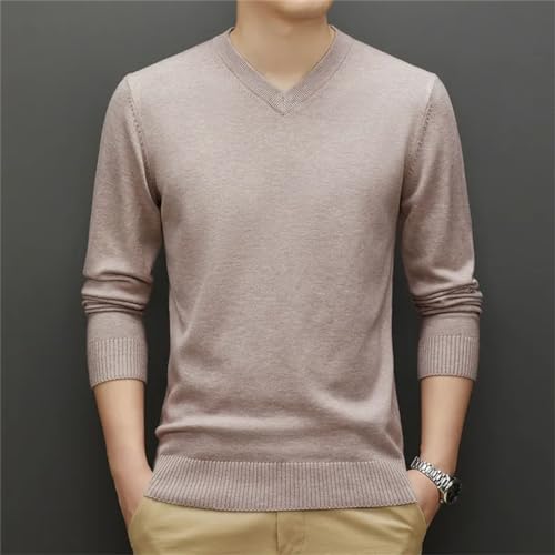 Autumn Winter Men's V-Neck Thick Sweater Business Fashion Solid Color Warm Knit Pullover Male Classic Clothes3