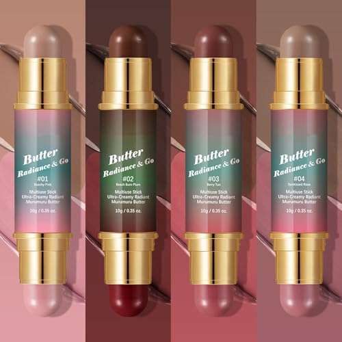 Kit de maquillaje multiusos en barra con dos extremos - Maquillaje ligero y fácil de llevar para ojos, labios y mejillas - Fórmula cremosa y difuminable, 4 tonos versátiles, vegano y sin crueldad(#04) - imagen 3