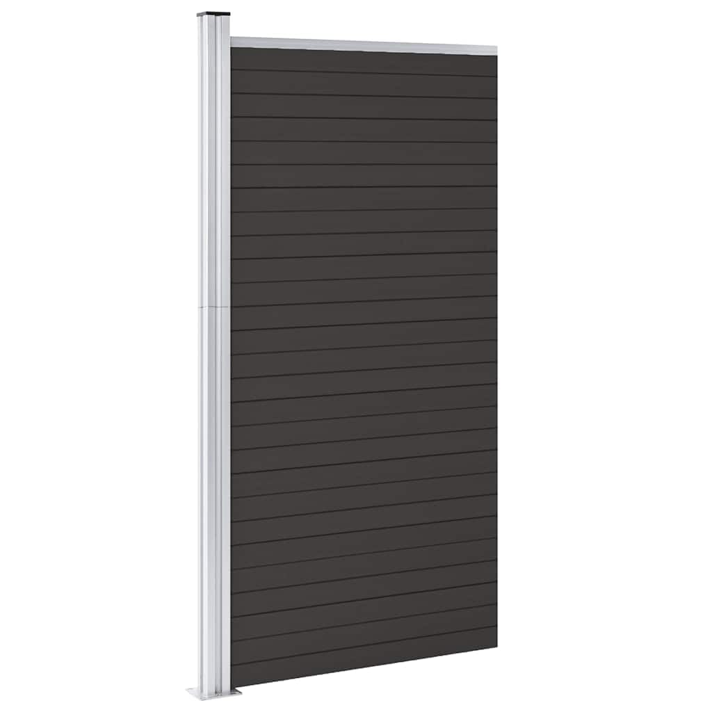 WPC Zaunelement 95x186 cm Schwarz, Sichtschutzzaun für Garten und Terrasse, langlebiges Zaunpaneel aus Holz-Kunststoff-Verbundwerkstoff mit Aluminium-Oberprofil