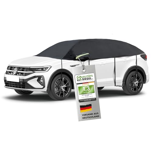 WALSER Abdeckplane Auto All Weather, Abdeckplane wasserdicht, 100% wetterfeste Autoabdeckplane, Autoabdeckung Outdoor, Autoabdeckplane wasserdicht, Autoplane Halbgarage Größe 9 SUV/Van schwarz