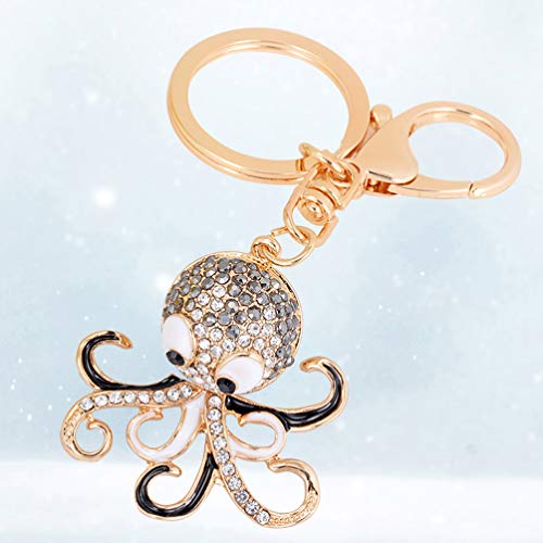 SUPVOX Polvo cristal strass chaveiro bolsa pingente polvo chaveiro pingente cinza