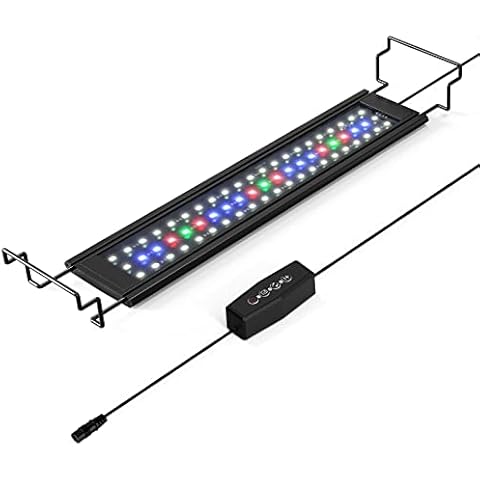 Fish Tank Lights Aquarium Light - Full Spectrum Aquarium Lights Led Waterproof Light Fish Tank with Extendable Brackets, 3 Light Modes/ 5 Brightness Levels/ 3 Time Setting (40 - 60 cm, 11W) Cover