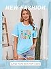 Dresswel Women Good Vibes T-Shirt Flower Graphic Print Tee Shirts Summer Tops(Blue,S) #2