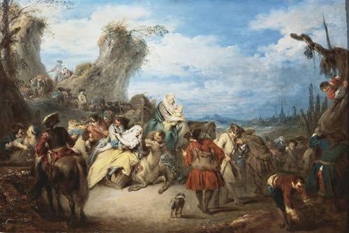 Pintura murales decor La marcha de la guerra cuadro lienzo Jean Baptiste Pater 60x90cm