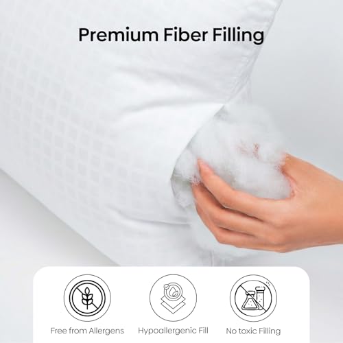 Image of haus & kinder Bed Pillow Set of 2 | Soft Fluffy Fiber Pillows for Sleeping | Adjustable Filling, Breathable & Lightweight | Hotel Collection Sleeping Pillows for Adults | 43 x 69 cm