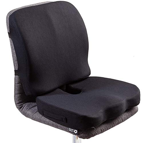 Seat Cushion with Lumbar Support Pillow for Office Chair - 100% Memory Foam
