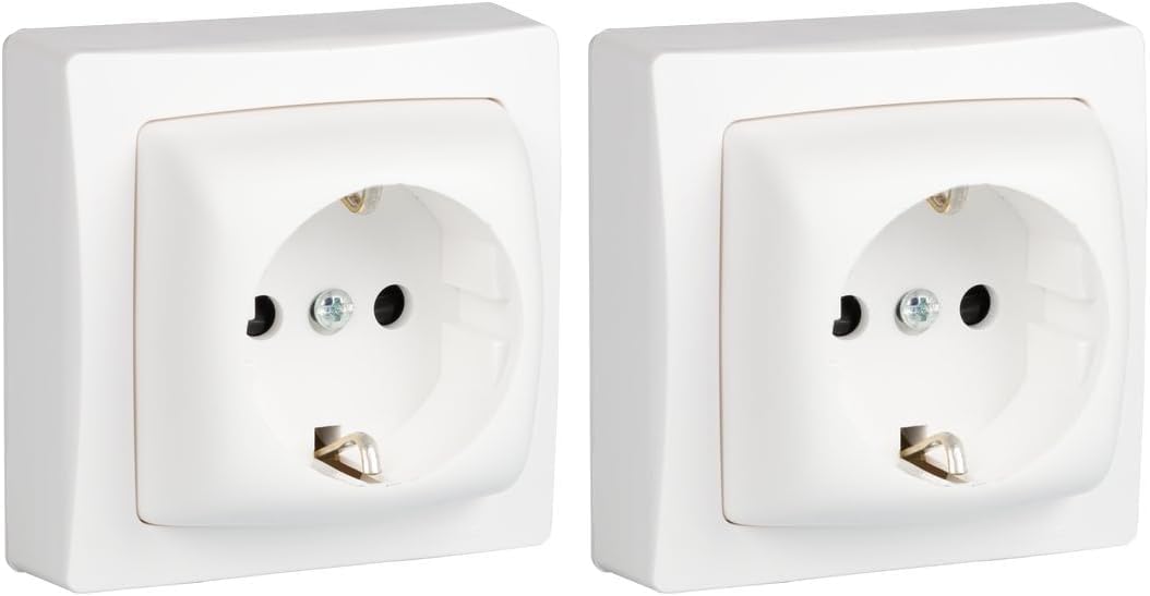 097380 Oteo Surface-Mounted Socket, 3680 W, 230 V, White, 2 Package