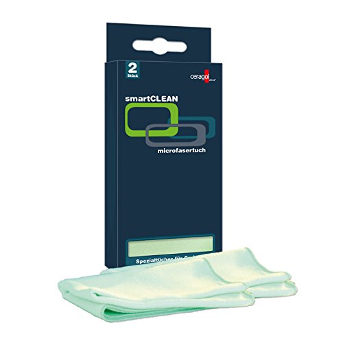 ceragol ultra smartCLEAN Mikrofasertücher, 2 Stück 30x40cm in Premium Qualität - fusselfrei und waschbar - Reinigungstücher für Brille, Handy, Navi, Laptop, Display uvm Cover