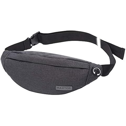 MAXTOP Bauchtasche für Herren Damen Hüfttasche mit Kopfhöreranschluss und 3-Reißverschlusstaschen Verstellbare Träger Cover