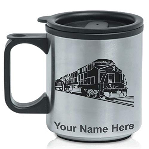 Coffee Travel Mug, Freight Train, Personalized Engraving Included