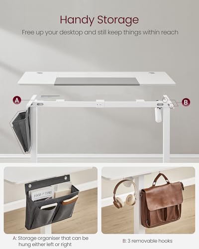 VASAGLE Height Adjustable Electric Standing Desk - 60x140cm - Image 5