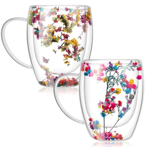 Image of Double Wall Glass Coffee Mugs - Glass Double Layer Tea & Coffee Cup Double Walled Glass Mugs for hot & Cold Drinks Coffee Tea Milk cappuchino Juice (350ML Mug, 2 Pieces) (MCV-3)