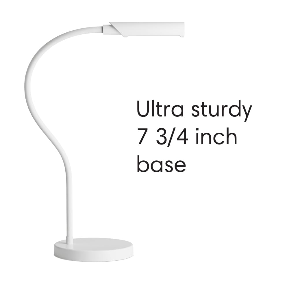 Reliable UberLightTM Flex 4100TL przenośna lampa biurkowa LED z okrągłą podstawą, przyłączem USB, elastyczna szyjka łabędzia 67,3 cm, głowica obrotowa o 270°, do 60 000 godzin użytkowania