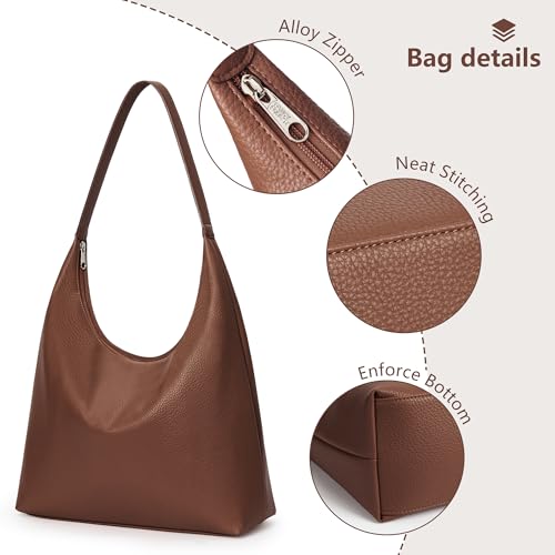 KALIDI Damen Shopper Handtasche Schultertasche PU Leder Tote Bag Vintage Hobo Tasche mit Reißverschluss Groß für Arbeit Schule Shopper Lässige täglich – Bild 4