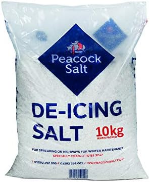 Peacock Salt 10KG Bag White De-Icing Rock Salt for Clearing Roads Paths and Driveways of Ice and Snow Cleaner Than Grit
