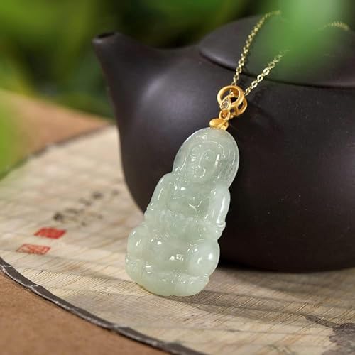 Pendentif Bouddha en jade et argent S925 doré pour femme style vintage