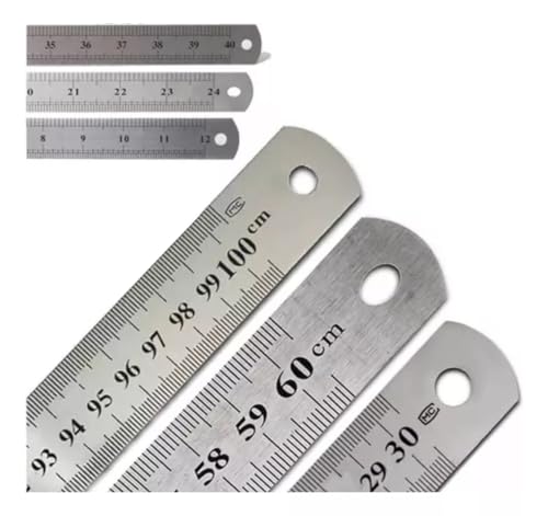 Kit De Régua Aço Inox 30 Cm, 60 Cm e 1 Metro - Marca IMT - 3 Peças