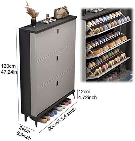 靴のキャビネット、3つのフリップドロワー付きの靴キャビネット