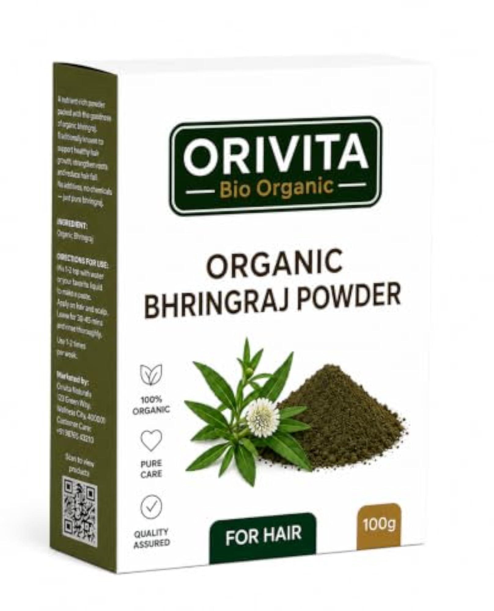 Bio Organic Bhringraj Powder 100g Herbal Hair Care