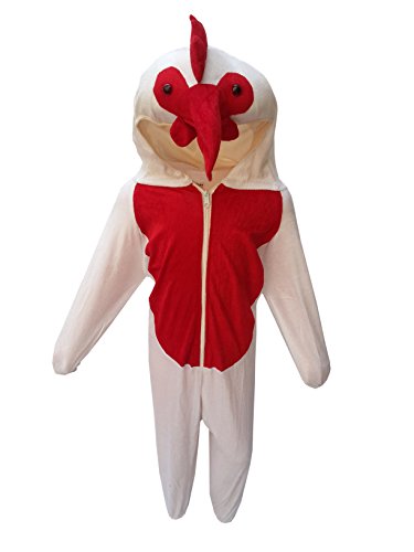 Image of Kaku Fancy Dresses Cock Bird Costume for Kids - White & Red, 5-6 Years | Animal Fancy Dress for Boys & Girls