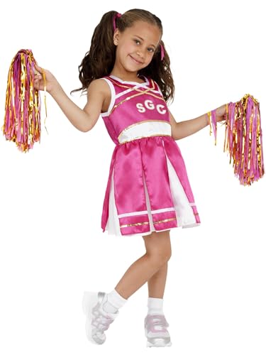 SMIFFYS Costume da cheerleader, bambina con abito e pompon Halloween, Carnevale