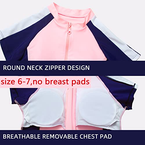 Image of Girls Swimsuits, Kids Two-Piece Rashguard Swim Set Bathing Suits Beach Shorts Swim Shirts Size 6-7,8,10-12,14-16