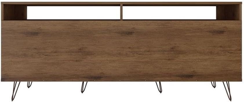 Natural and Gray MDF TV Stand with Metal Legs and Cabinet