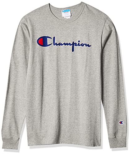 Champion Men's Heritage Long Sleeve TEE, Oxford Gray, X