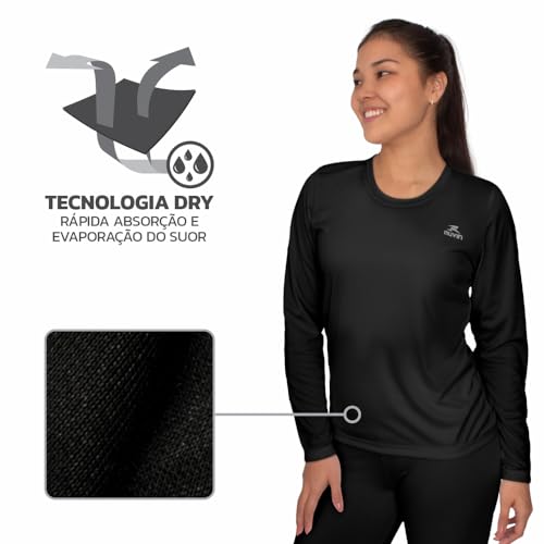 Kit com 3 Camisa Dry Basic LS Muvin – Manga Longa – Feminina – Proteção Solar UV50 – Camiseta Para A