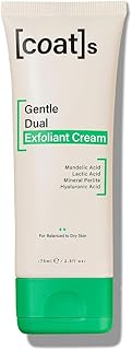 Coats Gentle Dual Exfoliant Cream Face Wash. Mandelic Acid, Lactic Acid + Hyaluronic Acid + Natural Mineral Perlite. Clinically Proven Skin Care, Face Scrub Exfoliator. Combination to Dry Skin (75ml)
