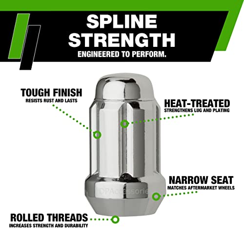 20072018 Jeep Wrangler Lug Nuts Chrome Spline Lug Nut