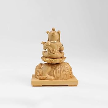 修縁堂】文殊菩薩 木製 守り本尊 仏像 飛天光背 仏教美術品 約29cm 修